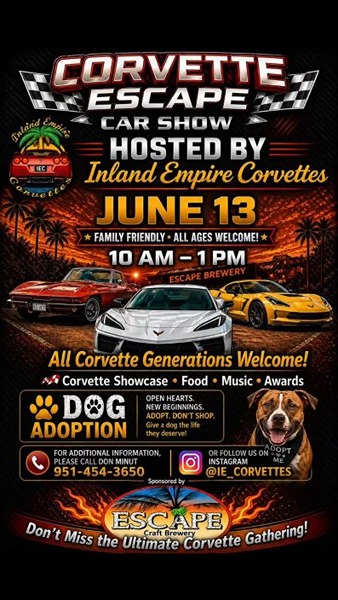 Corvette Escape Car Show flyer June 2026
